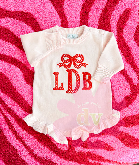 Valentines Bow Appliqué Monogram (multiple styles)