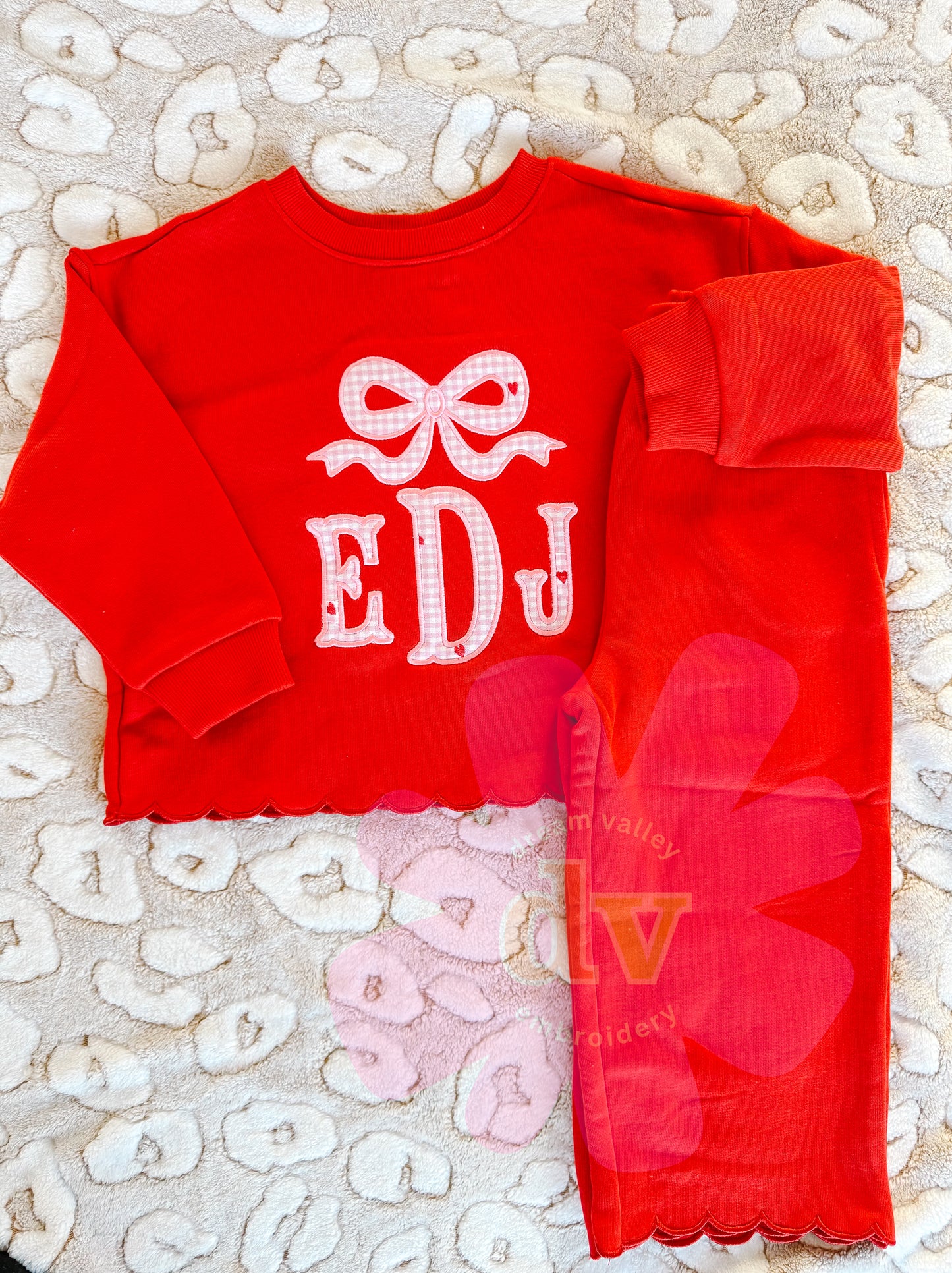 Valentines Bow Appliqué Monogram (multiple styles)