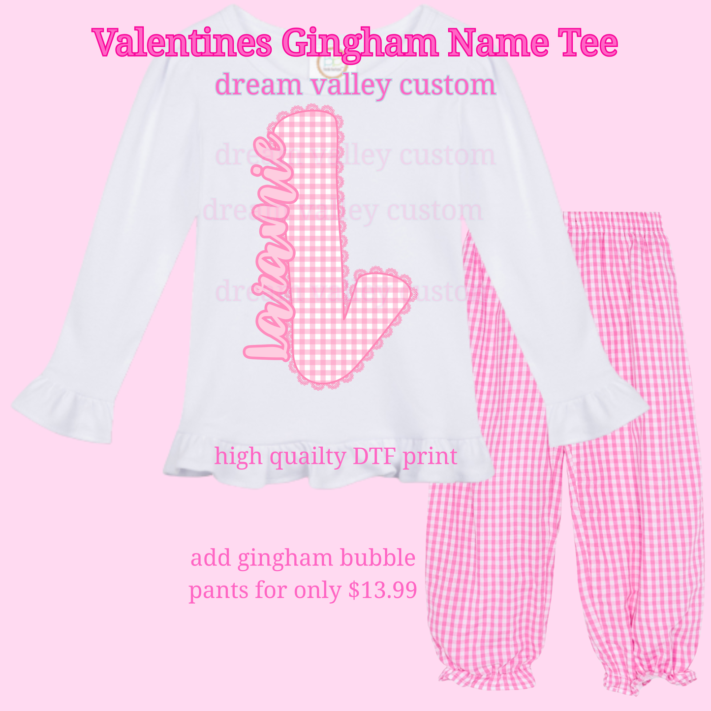 Valentines Gingham Name Tee