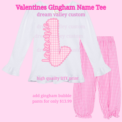 Valentines Gingham Name Tee