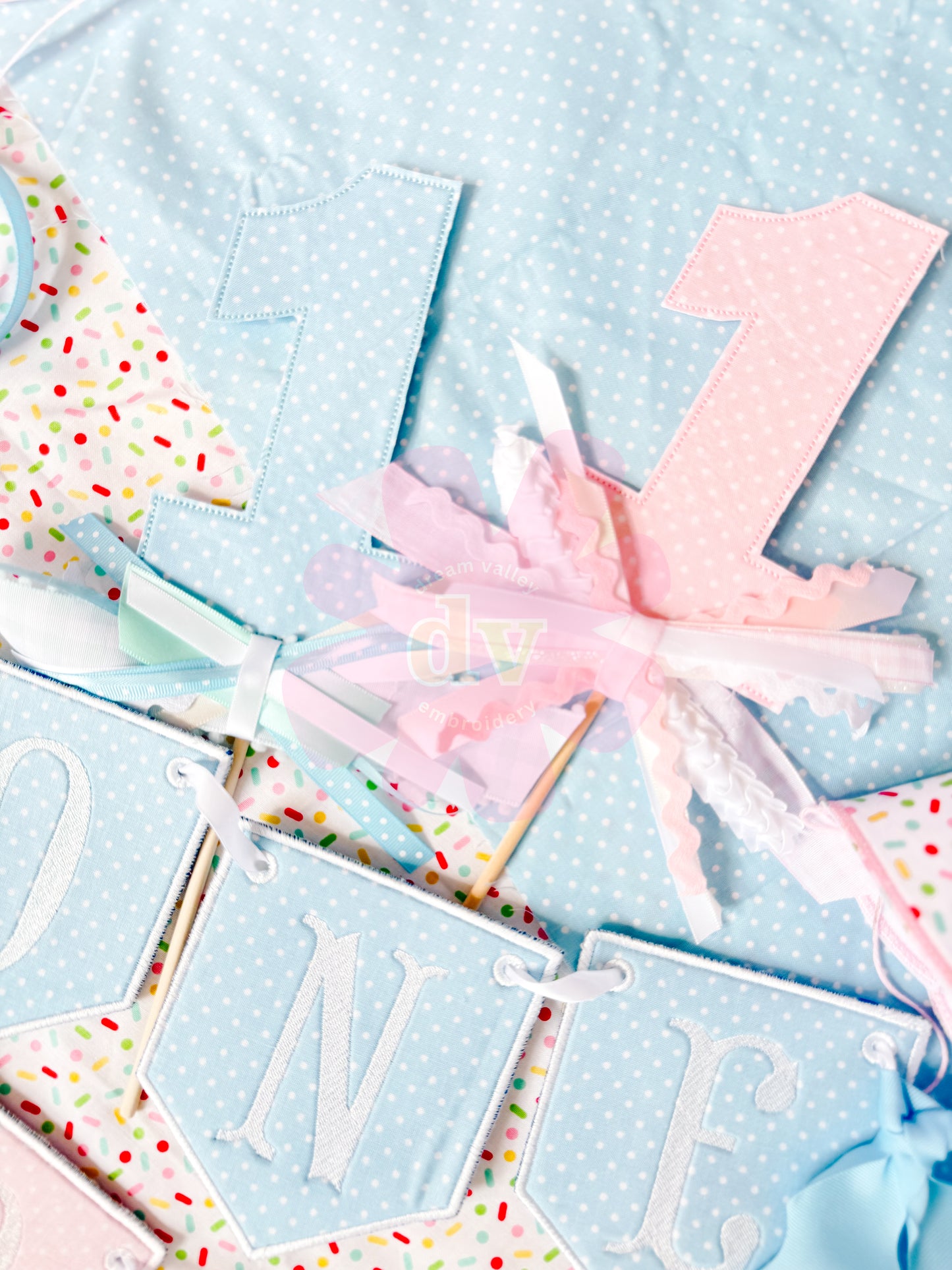 Custom Boy or Girl Birthday Suite | Hat, Banner, Cake Topper, Bib, Shirt, or bloomers | Individual or all as a bundle