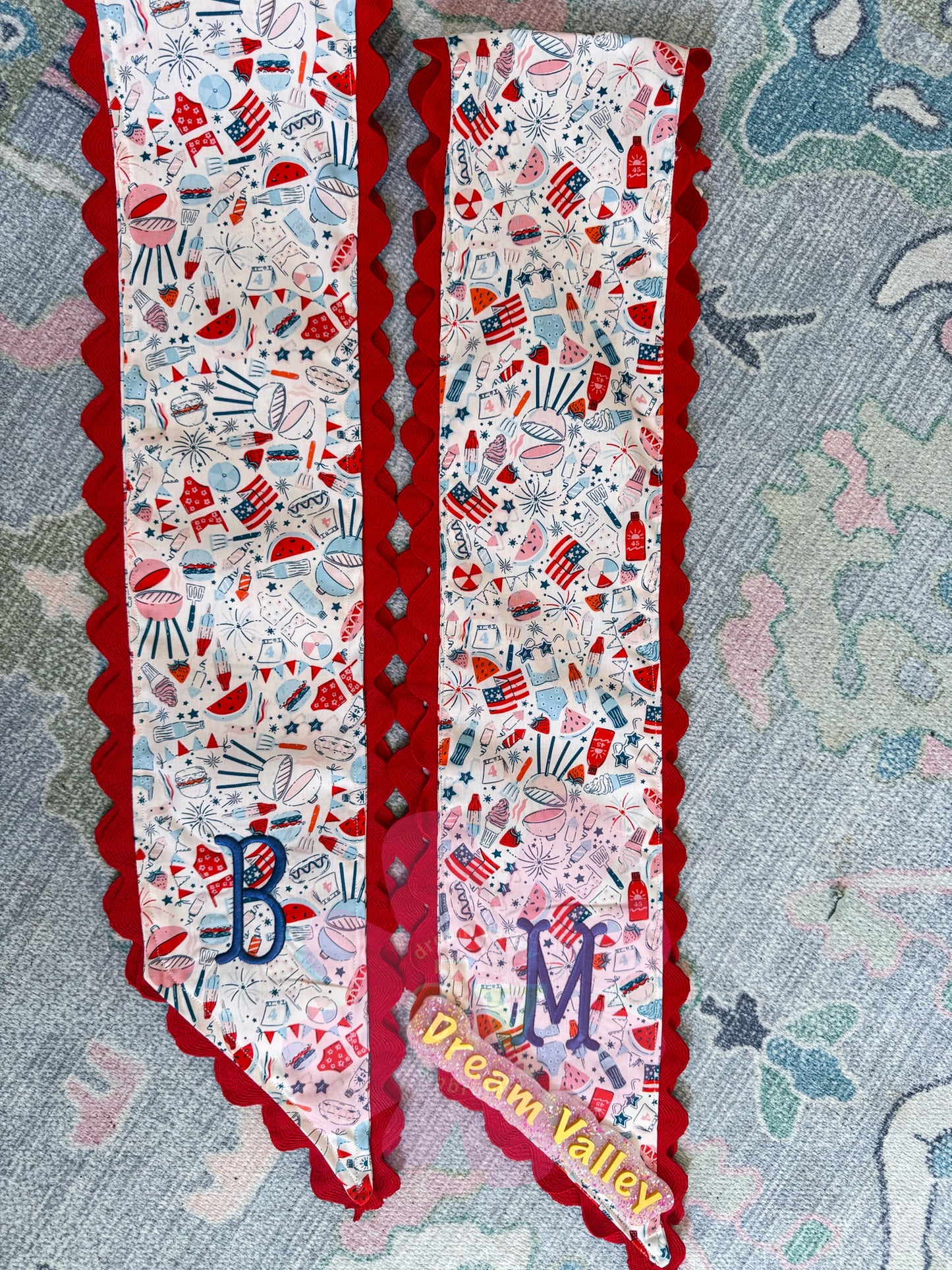American Fun with Ric Rac Wreath Sash
