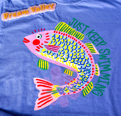 “Just Keep Swimming” Comfort Color Graphic Tee