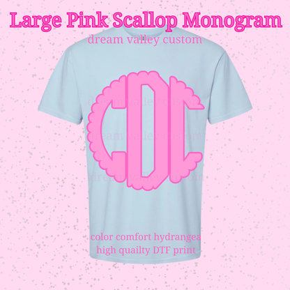 Solid Color Scallop Monogram Tee or Sweatshirt (Adult or Kids)