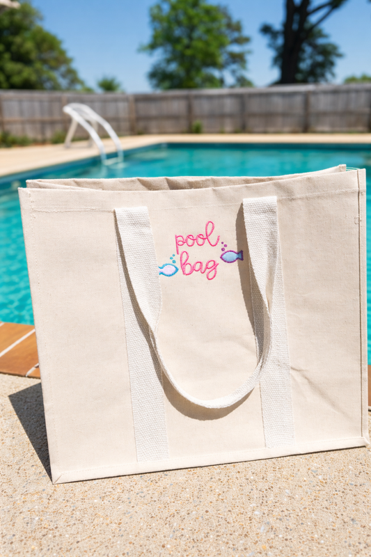Chic Tan Poolside Essential | Embroidered Pool Bag Tote