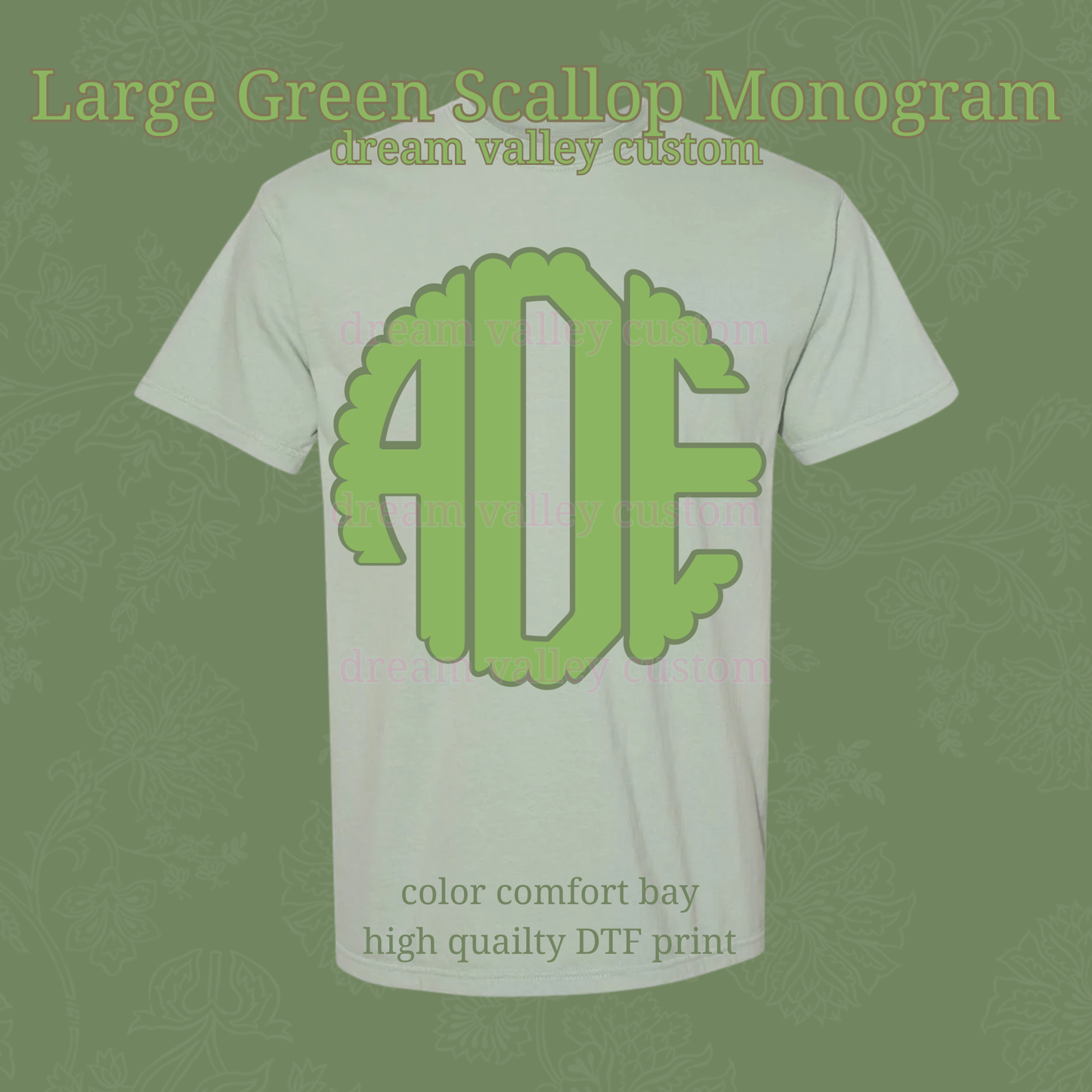 Solid Color Scallop Monogram Tee or Sweatshirt (Adult or Kids)