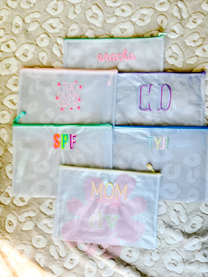 Personalized Mesh Zipper Pouches – Cute, Functional & Perfect for Everyday Use!