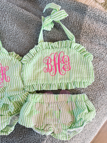 Kids Personalized Seersucker Swimsuit- Boys and girls options– Custom Color Option
