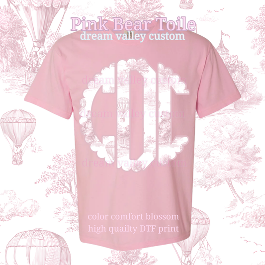 Pink Bear Scallop Monogram (Adult or Kids)