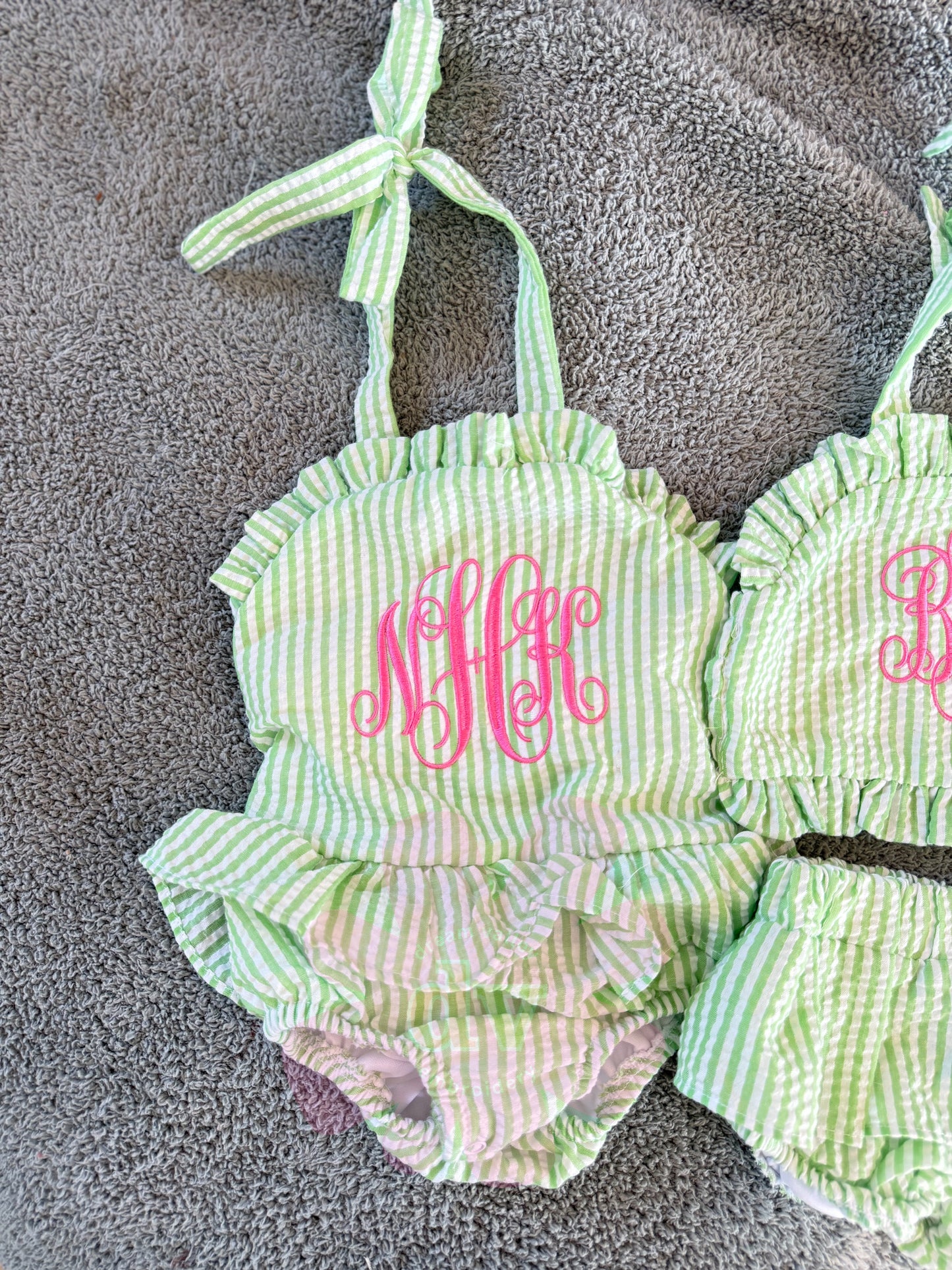 Kids Personalized Seersucker Swimsuit- Boys and girls options– Custom Color Option