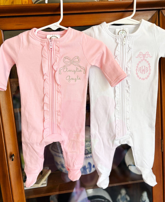 Set of Two Ruffle Baby Footies