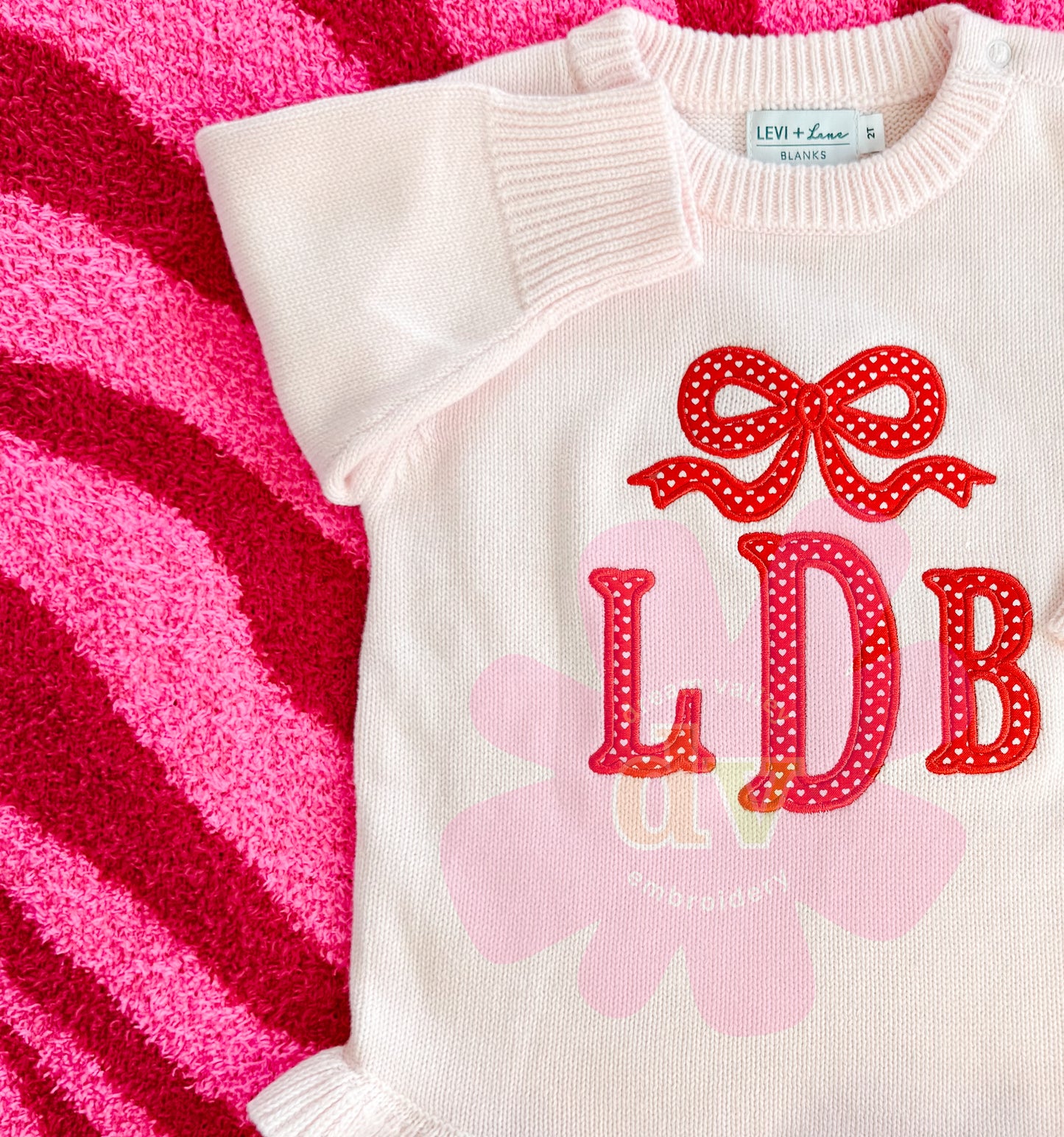 Valentines Bow Appliqué Monogram (multiple styles)