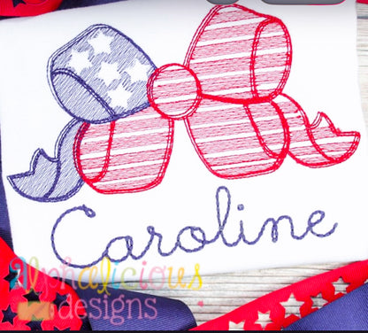 Girls Red, White, & Blue Bow Design