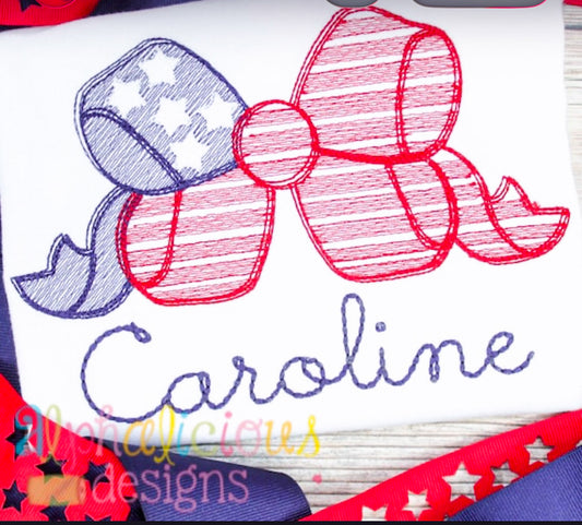 Girls Red, White, & Blue Bow Design