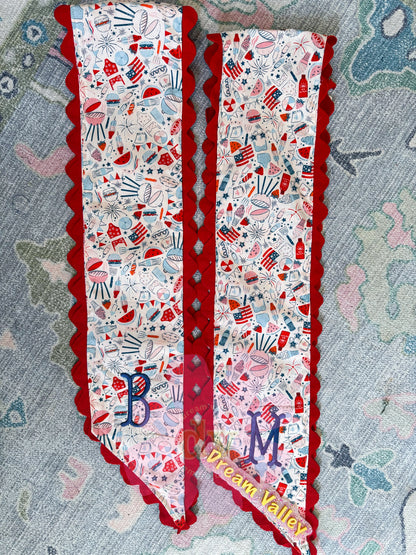 American Fun with Ric Rac Wreath Sash