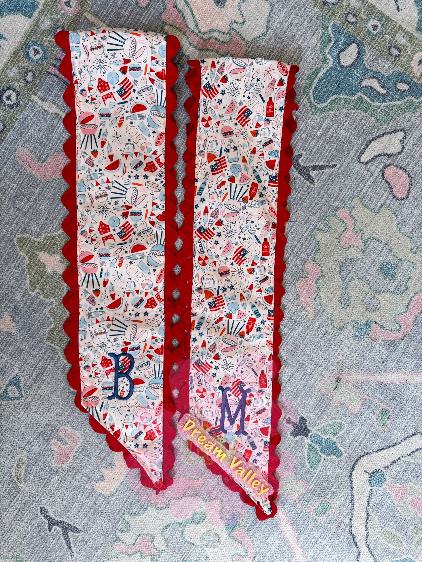 American Fun with Ric Rac Wreath Sash