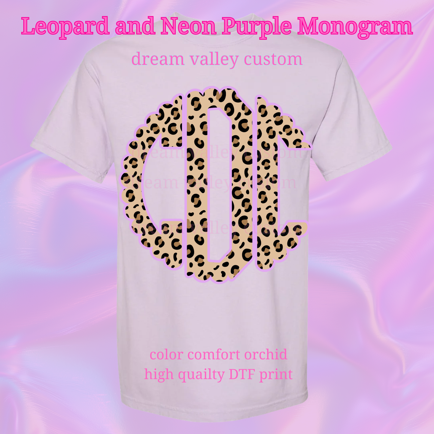 Leopard Scallop Monogram Tee or Sweatshirt (Adult or Kids) (Copy)