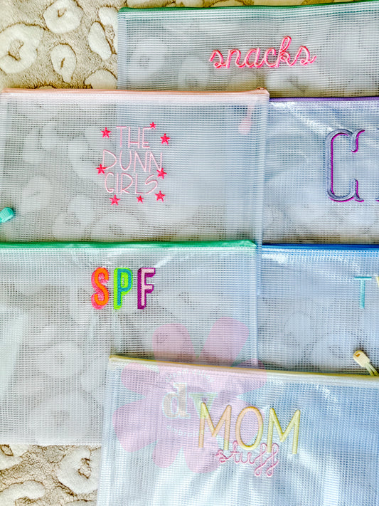 Personalized Mesh Zipper Pouches – Cute, Functional & Perfect for Everyday Use!