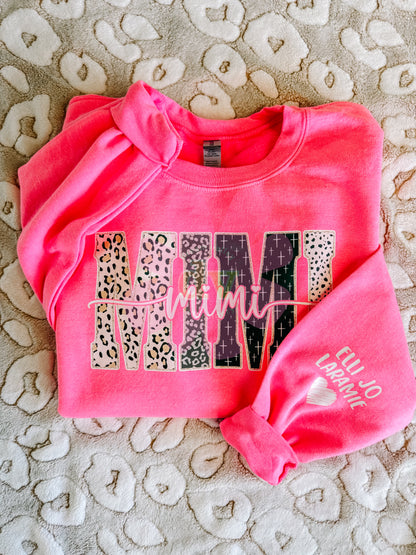 Grandmother Name Sweatshirt with Sleeve Design