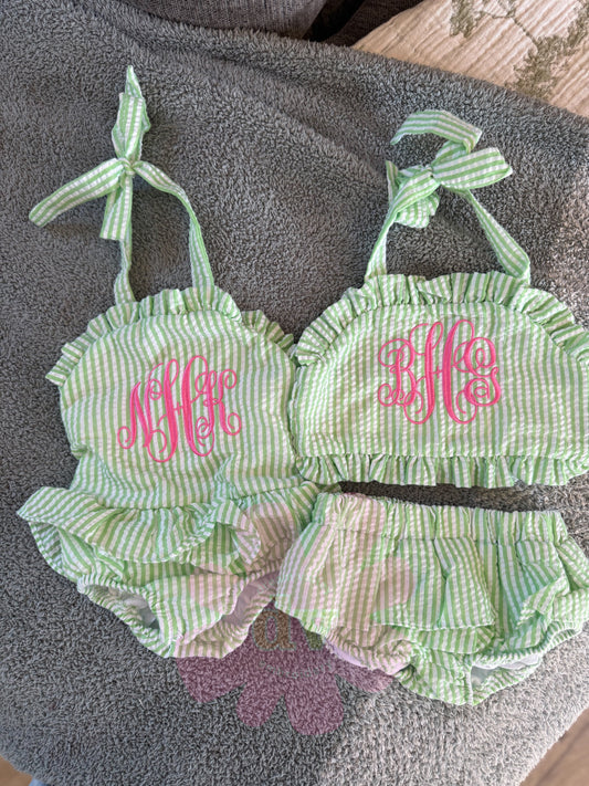 Kids Personalized Seersucker Swimsuit- Boys and girls options– Custom Color Option