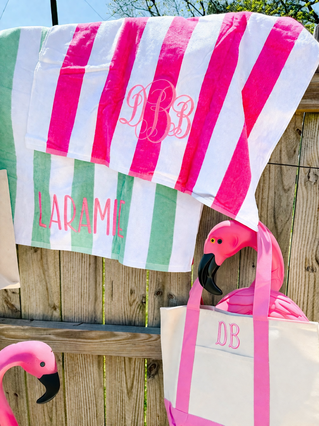Personalized Canvas Tote- Pink Trim Monogram Bag