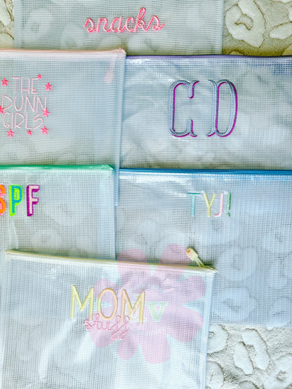 Personalized Mesh Zipper Pouches – Cute, Functional & Perfect for Everyday Use!