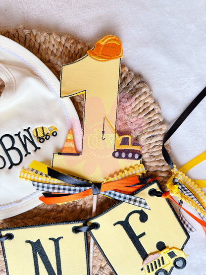 Custom Boy or Girl Birthday Suite | Hat, Banner, Cake Topper, Bib, Shirt, or bloomers | Individual or all as a bundle