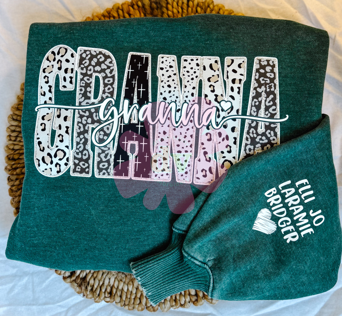 Grandmother Name Sweatshirt with Sleeve Design