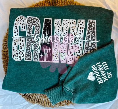 Grandmother Name Sweatshirt with Sleeve Design