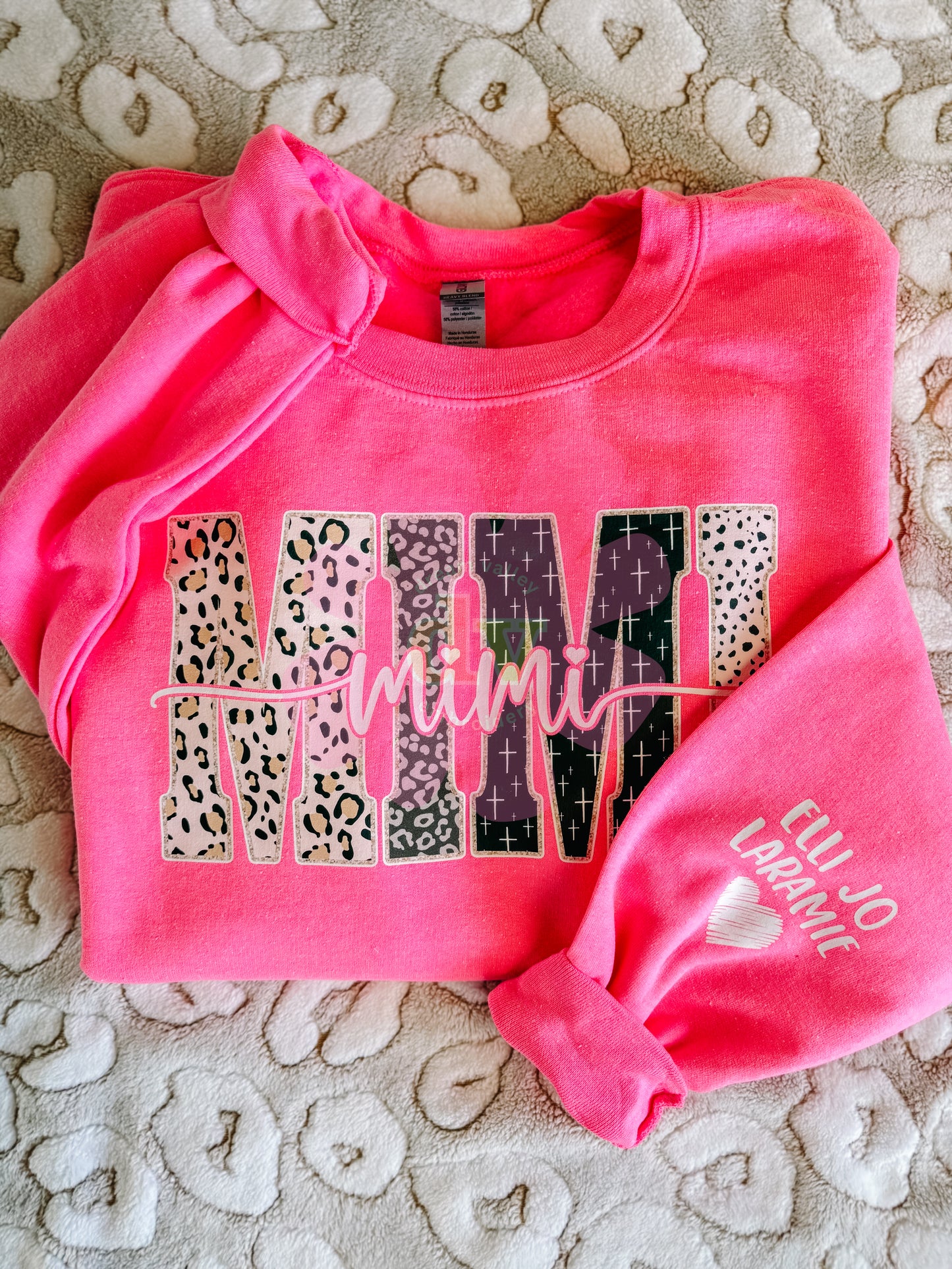 Grandmother Name Sweatshirt with Sleeve Design