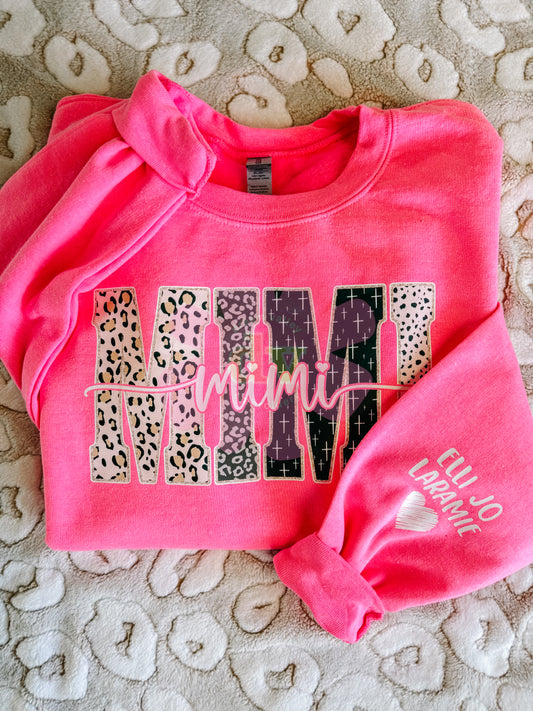 Grandmother Name Sweatshirt with Sleeve Design