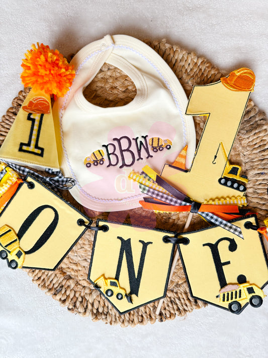 Custom Boy or Girl Birthday Suite | Hat, Banner, Cake Topper, Bib, Shirt, or bloomers | Individual or all as a bundle