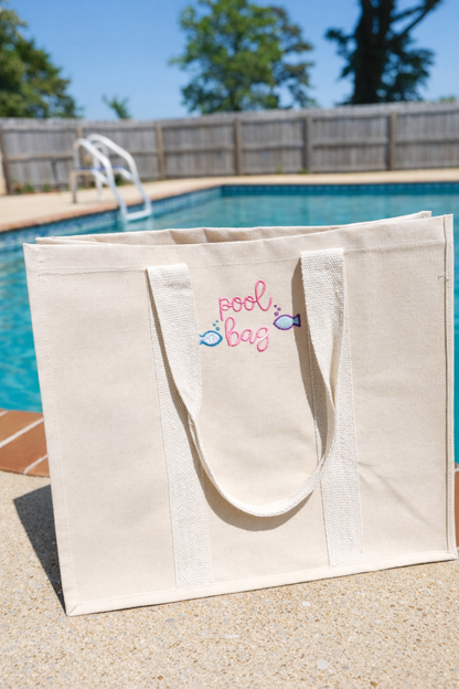 Chic Tan Poolside Essential | Embroidered Pool Bag Tote