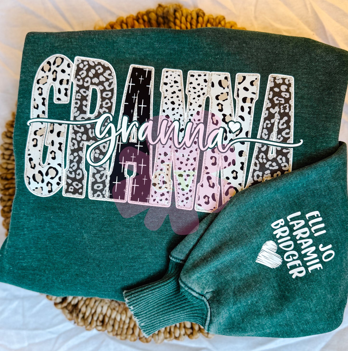 Grandmother Name Sweatshirt with Sleeve Design