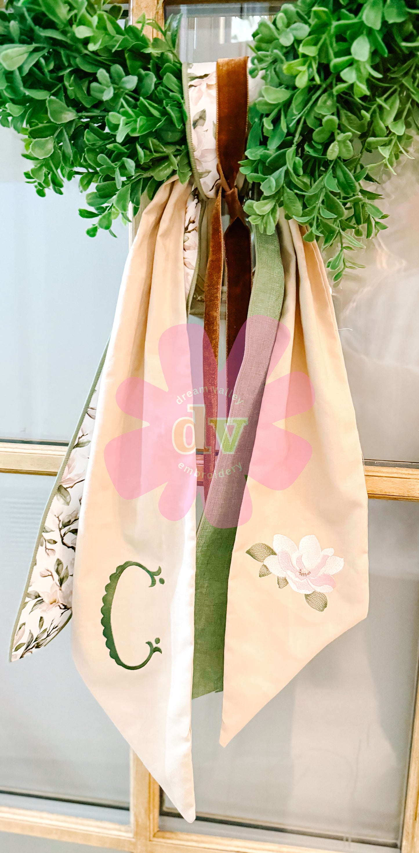 Magnolia Wreath Sash