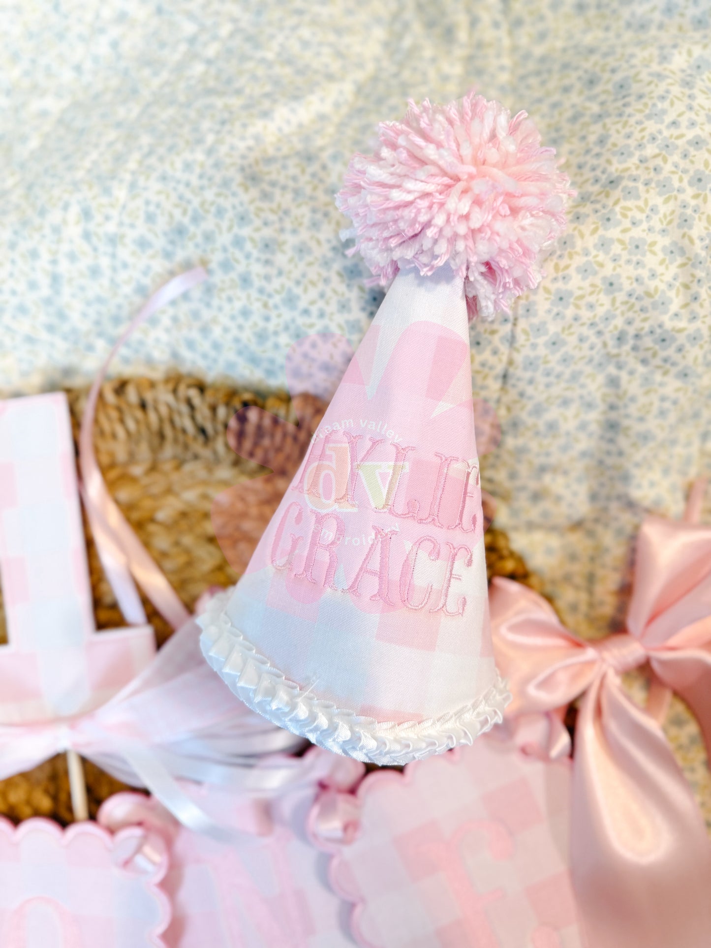 Custom Boy or Girl Birthday Suite | Hat, Banner, Cake Topper, Bib, Shirt, or bloomers | Individual or all as a bundle
