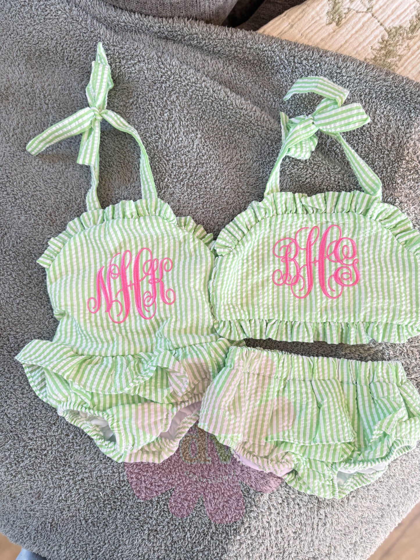 Kids Personalized Seersucker Swimsuit- Boys and girls options– Custom Color Option