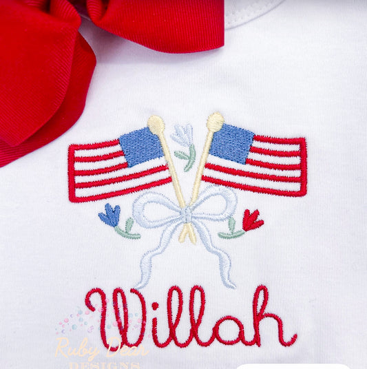 Girls Dainty Bows and Flags Design