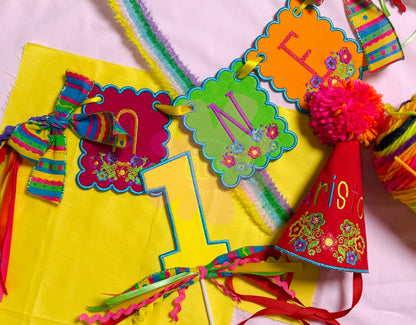 Custom Boy or Girl Birthday Suite | Hat, Banner, Cake Topper, Bib, Shirt, or bloomers | Individual or all as a bundle