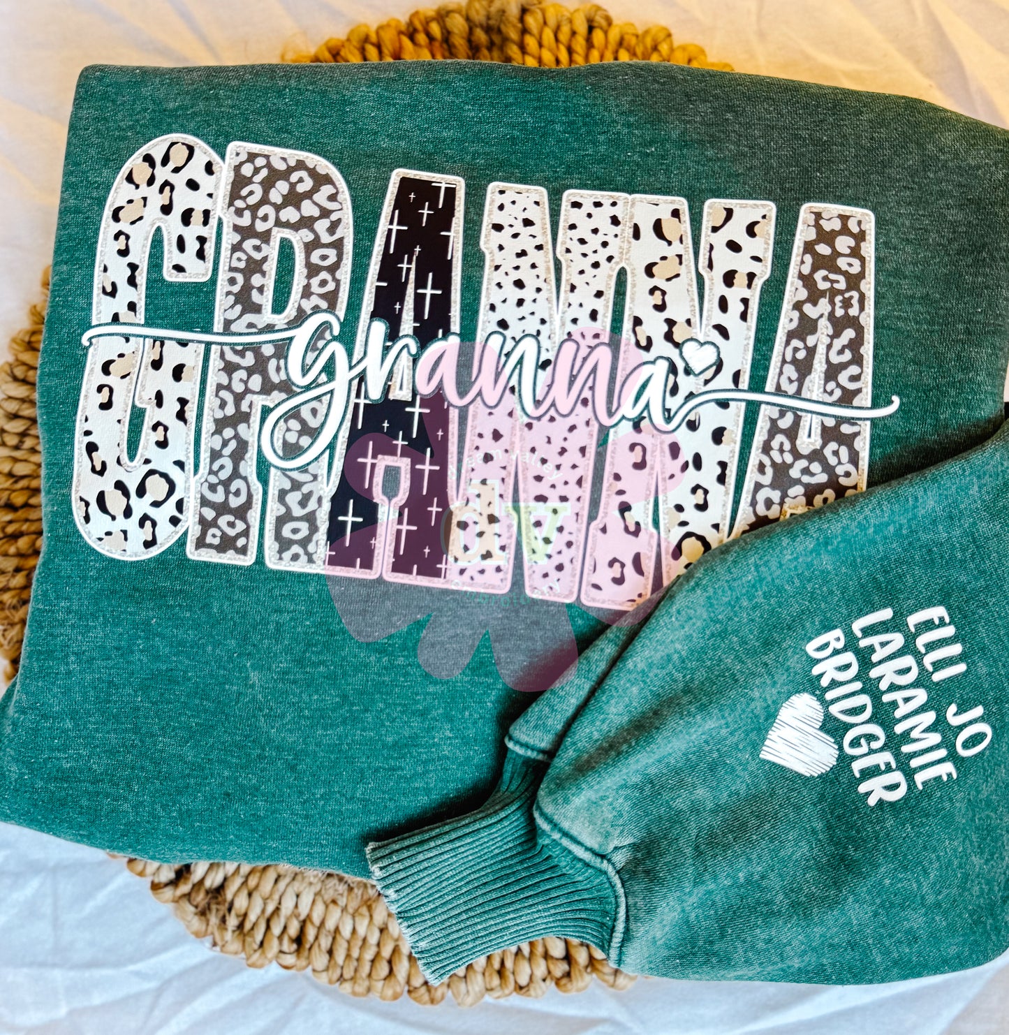 Grandmother Name Sweatshirt with Sleeve Design