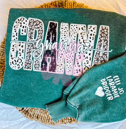 Grandmother Name Sweatshirt with Sleeve Design