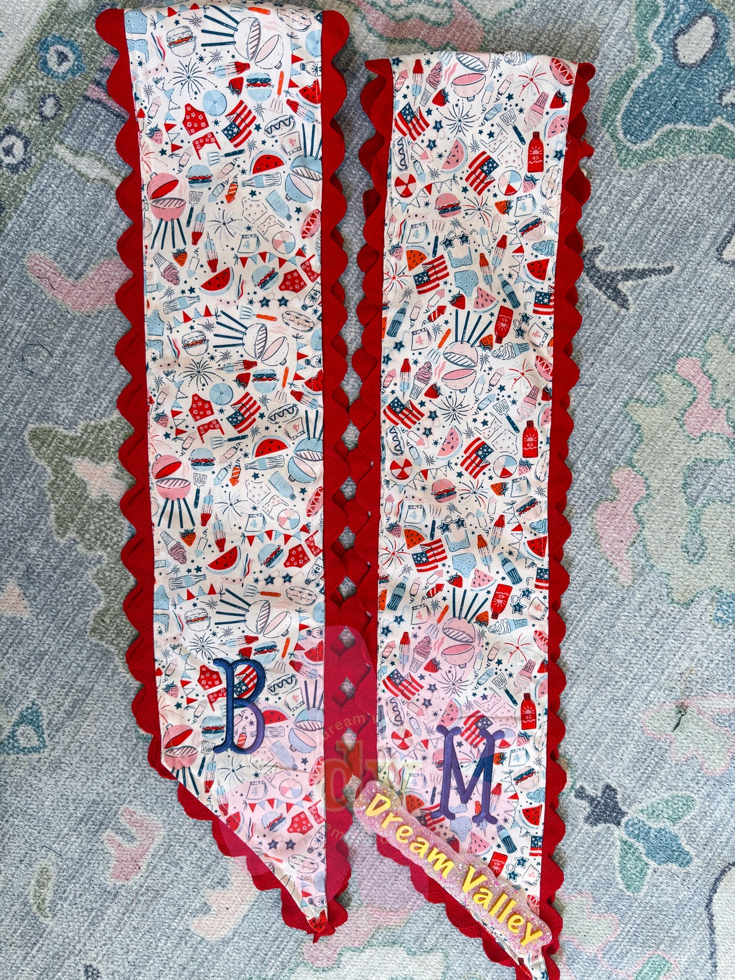 American Fun with Ric Rac Wreath Sash