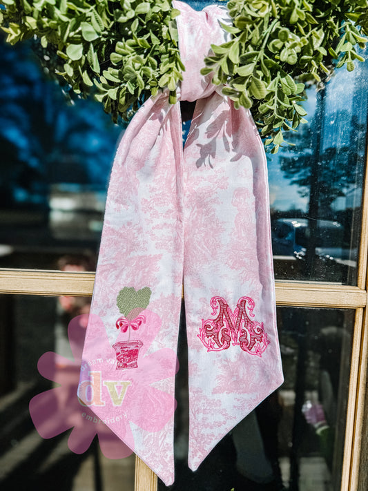 Pink Toile Wreath Sash