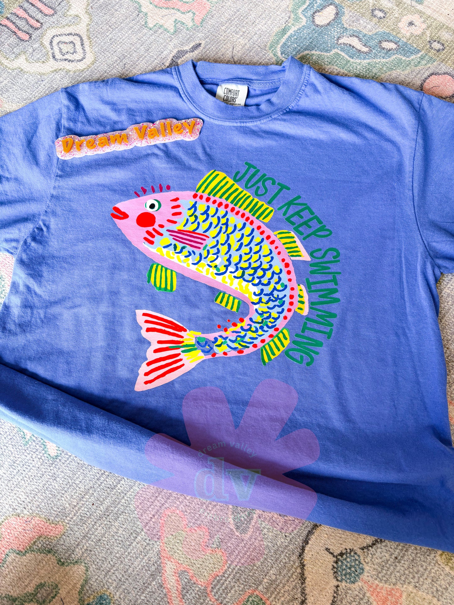 “Just Keep Swimming” Comfort Color Graphic Tee