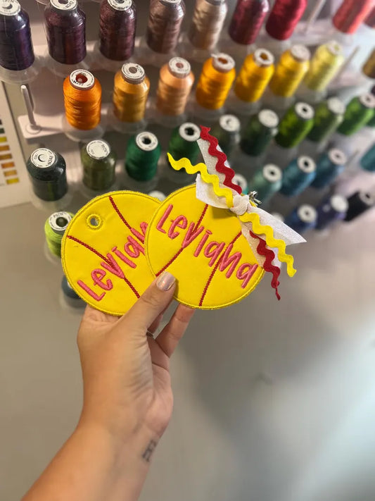 Softball & Baseball Bag Tags – Embroidered Fabric Name Tags for Sports Bags, Custom Team Gifts