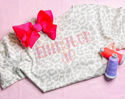 Neutral Leopard Print Personalized Embroidered T-Shirt