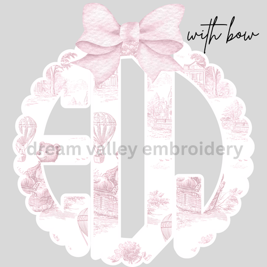 Pink Bear Scallop Monogram (Adult or Kids)